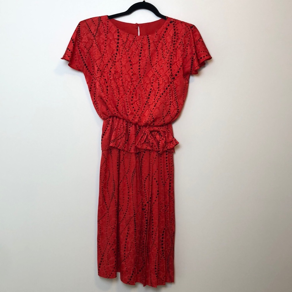 JSJ l Vintage Red & Black Short Sleeve Dress